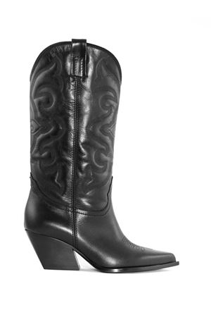 Black Leather Texan Boots ELENA IACHI | E2000NERO